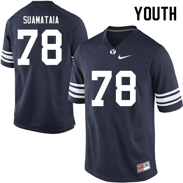 Youth #78 Kingsley Suamataia BYU Cougars College Football Jerseys Sale-Navy - Click Image to Close